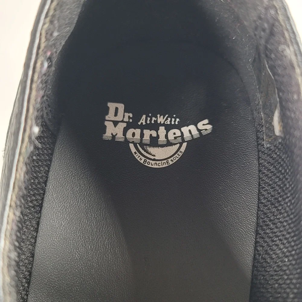Dr. Martens Addina Flower Buckle Platform Mary Janes Black Milled Nappa Size 8